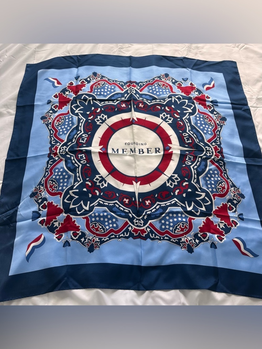 Vineyard Vines Founding Member Scarf Compass Red White Blue Martha 35x35” Rare